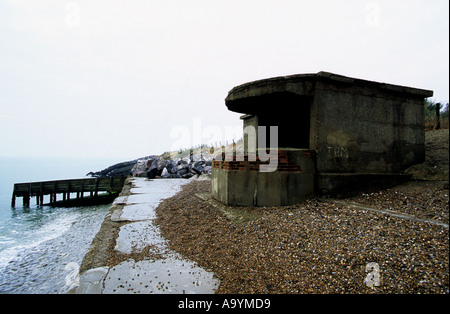 Seconda Guerra Mondiale bunker, (ora perso per erosione costiera est Lane Bawdsey, Suffolk, Regno Unito. Foto Stock