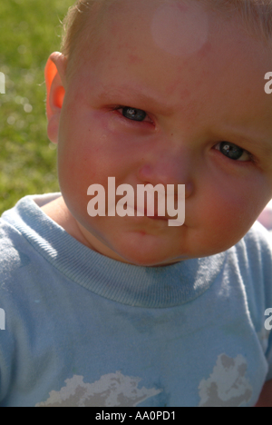 Ritratto di un bambino, rosso e brulicante Foto Stock