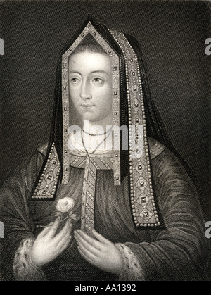 Elisabetta di York, 1466 - 1503. Moglie di Enrico VII e la prima regina Tudor. Foto Stock
