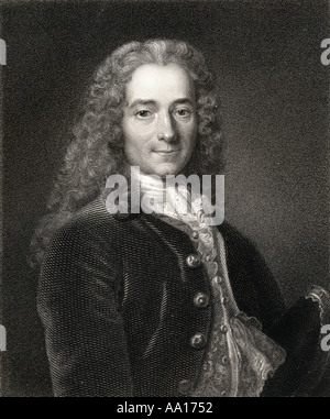 François-Marie Arouet, aka Voltaire, 1694 - 1778. Lo scrittore francese, storico e filosofo. Foto Stock