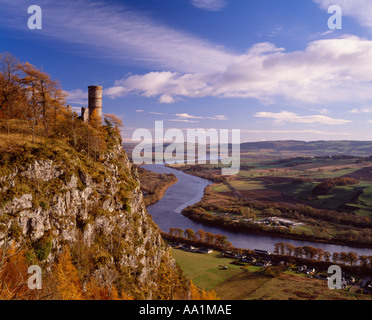 Torre Kinnoull vicino a Perth, Perth and Kinross, Scotland, Regno Unito. Vista sul fiume Tay Foto Stock