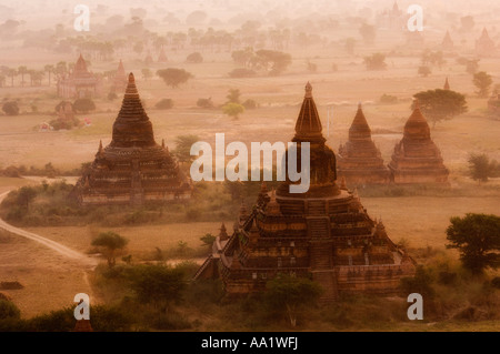 Vista aerea di Bagan, Myanmar Foto Stock