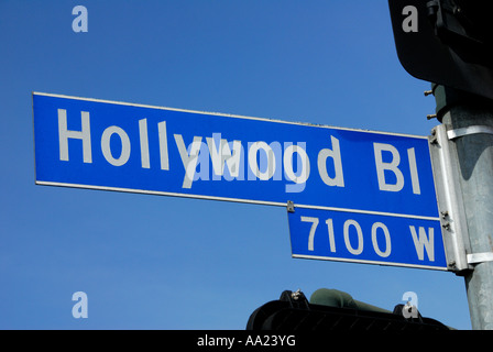 Hollywood Boulevard cartello stradale, Los Angeles, California Foto Stock