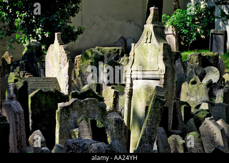 Cimitero ebraico, Praga, Repubblica Ceca Foto Stock