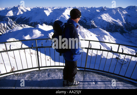 Vista dalla cima del monte Valluga, St Anton in Austria Foto Stock