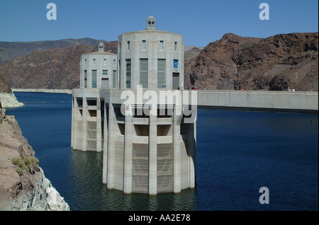 La diga di Hoover, Black Canyon sul fiume Colorado, vicino a Las Vegas, Nevada Foto Stock