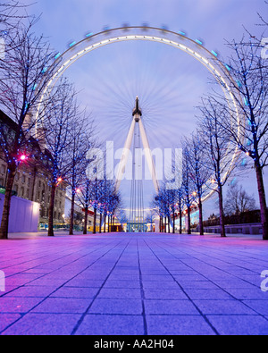 Regno Unito Londra BA London Eye è accesa Foto Stock