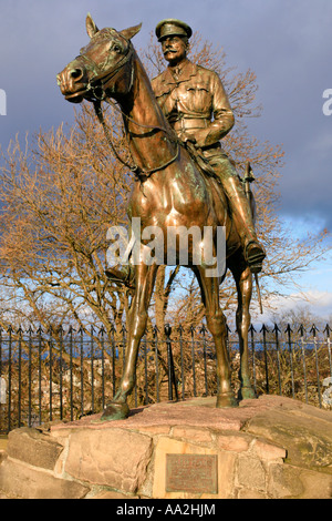 Maresciallo di Campo Earl Haig a cavallo statua commemorativa Foto Stock