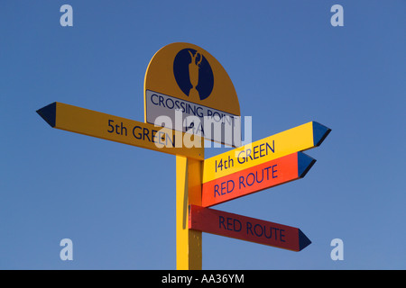 L'Open di Golf signpost 'Royal Liverpool Golf Club' Hoylake Wirral Merseyside England Foto Stock