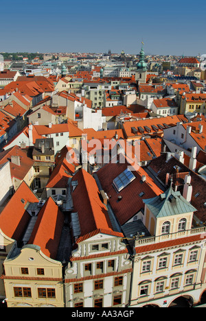 Tetti di Praga dalla Torre, Repubblica Ceca Foto Stock