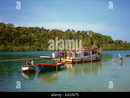 India del Sud isola delle Andamane Wandoor barche ormeggiate sul torrente Foto Stock