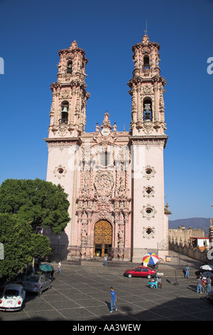 La Iglesia de Santa Prisca, Santa Prisca Chiesa, Plaza Borda, Zocalo, Taxco, Messico Foto Stock