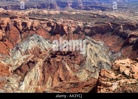 Vista aerea del Meteor Crater presso le isole nel cielo area del Parco Nazionale di Canyonlands vicino a Moab, Utah. Foto Stock