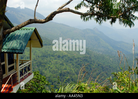 Vista attraverso le colline di cardamomo da Ponmudi Hill Station Foto Stock