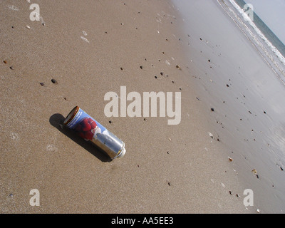 Bomboletta aerosol a Tenby South Beach, nella città balneare di Tenby Pembrokeshire Wales GB UK 2003 Foto Stock