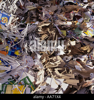 Rifiuti di carta, compresi shredded documenti riservati prima di essere riciclata Foto Stock