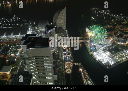 Yokohama durante la notte come visto dal Landmark Tower Foto Stock