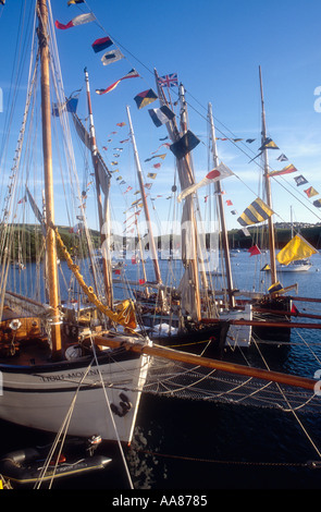 Tradizionali imbarcazioni a vela ormeggiata a Salcombe nel Devon England Regno Unito Foto Stock