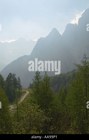 Slovenia Il parco nazionale del Triglav Alpi Giulie vista dalla strada di Vrsic Pass Foto Stock