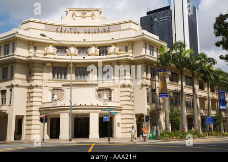 Teatro Capitol Building su Stamford Road nel centro cittadino di elencato la costruzione in stile eclettico neo classico stile architettonico nella città di Singapore Foto Stock