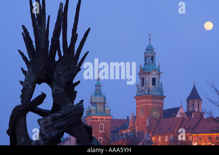 Il Wawel, Royal Cattedrale al tramonto, Cracovia, Cracovia, Polonia Foto Stock