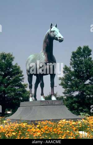 Uomo di guerra o terreno di sepoltura e statua al Kentucky Horse Park in Lexington KY Foto Stock