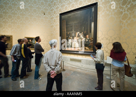 Vista persone Velazquez Las Meninas Museo del Prado a Madrid Spagna Foto Stock