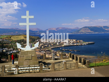 Free Memorial francese e Gourock da Lyle Hill Greenock Foto Stock