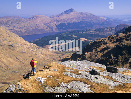 Ben Lomond sul Loch Lomond dal Ben paletta Foto Stock