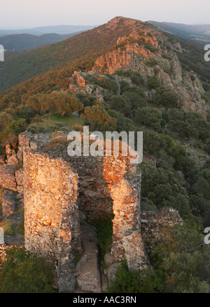 El Castillo de Monfragüe, Parque Nacional de Monfrague, Estremadura, Spagna, España Europa, Europa Foto Stock
