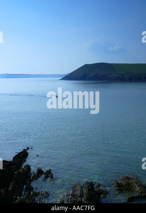 Manorbier Beach in Pembrokeshire West Wales Foto Stock