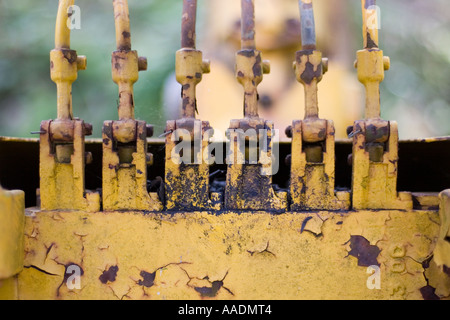 Dettaglio dal macchinario giallo Foto Stock