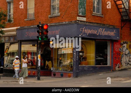 Alla moda di Saint Laurent street Montreal Québec Canada Foto Stock