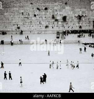 Il sacro ebraico religioso sito storico del Muro del Pianto o Muro Occidentale di Gerusalemme in Israele Palestina in Medio Oriente Foto Stock