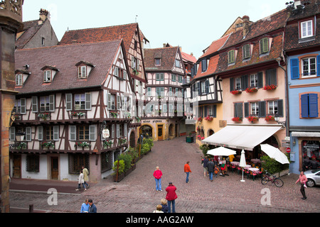 Rue des Marchands, Colmar, Alsazia, Francia. Foto Stock