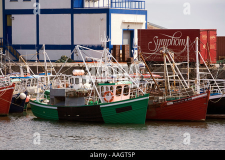 L'Irlanda County Donegal Penisola di Inishowen Greencastle barche da pesca ormeggiate nel porto Foto Stock