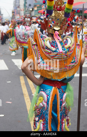 Ragazzo vestito come un guerriero a Matsu Festival Foto Stock