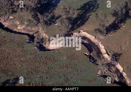 Banca grave erosione lungo creek, , nei pressi di Euroa, Victoria, Australia Foto Stock