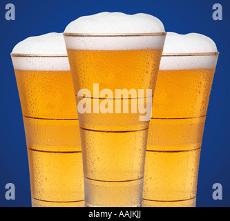 Tre birre lager Foto Stock