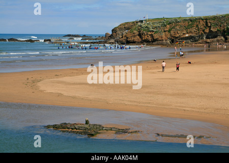 Summerleaze Beach Surf bude Atlantic Coast North Cornwall Inghilterra uk gb Foto Stock