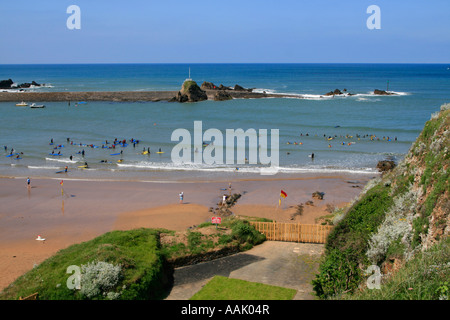 Summerleaze Beach Surf bude Atlantic Coast North Cornwall Inghilterra uk gb Foto Stock