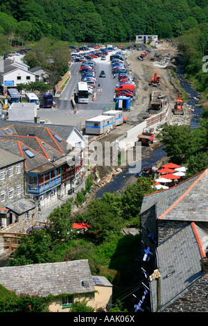 Boscastle inondazioni regime di miglioramento fiume valenza opere Cornwall Inghilterra uk gb Foto Stock