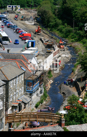 Boscastle inondazioni regime di miglioramento fiume valenza opere Cornwall Inghilterra uk gb Foto Stock