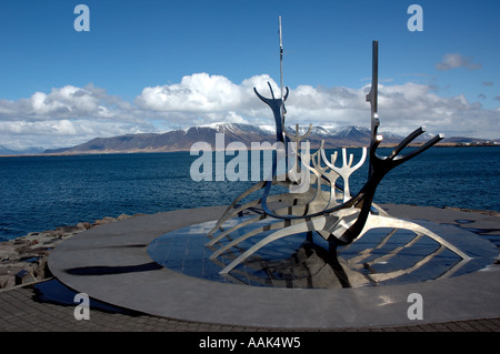 Solfar Suncraft nave vichinga scultura in Reykjavík, Islanda Foto Stock