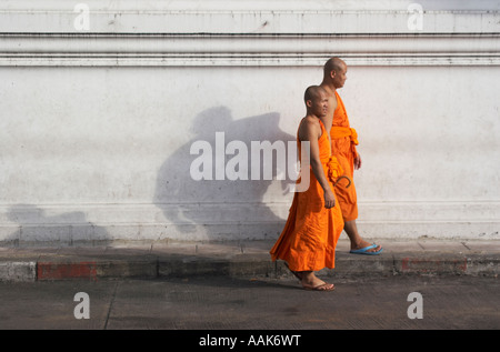 I monaci a piedi lungo la strada Foto Stock