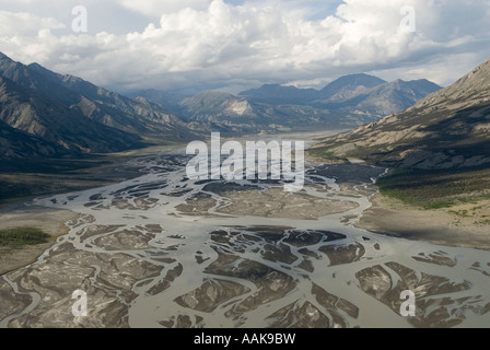 Il fiume Kaskawulsh delta dal ghiacciaio Kaskawulsh nel Parco Nazionale Kluane Yukon Foto Stock