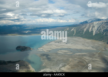 Il fiume Kaskawulsh delta dal ghiacciaio Kaskawulsh nel Parco Nazionale Kluane Yukon Foto Stock