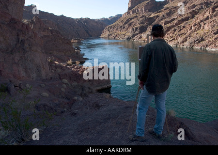 Verniciatura del fiume Colorado che corre attraverso il Black Canyon Arizona Foto Stock