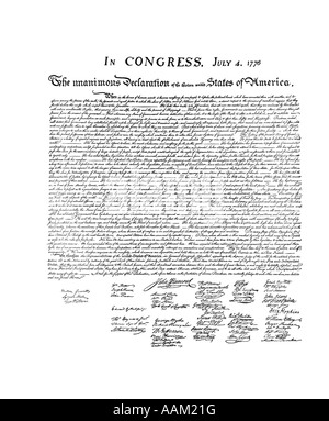 Dichiarazione di indipendenza il 4° luglio 1776 Foto Stock