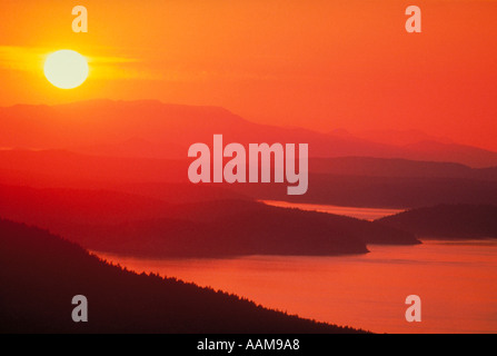 Pacific Northwest tramonto su San Juan Islands Washington Foto Stock